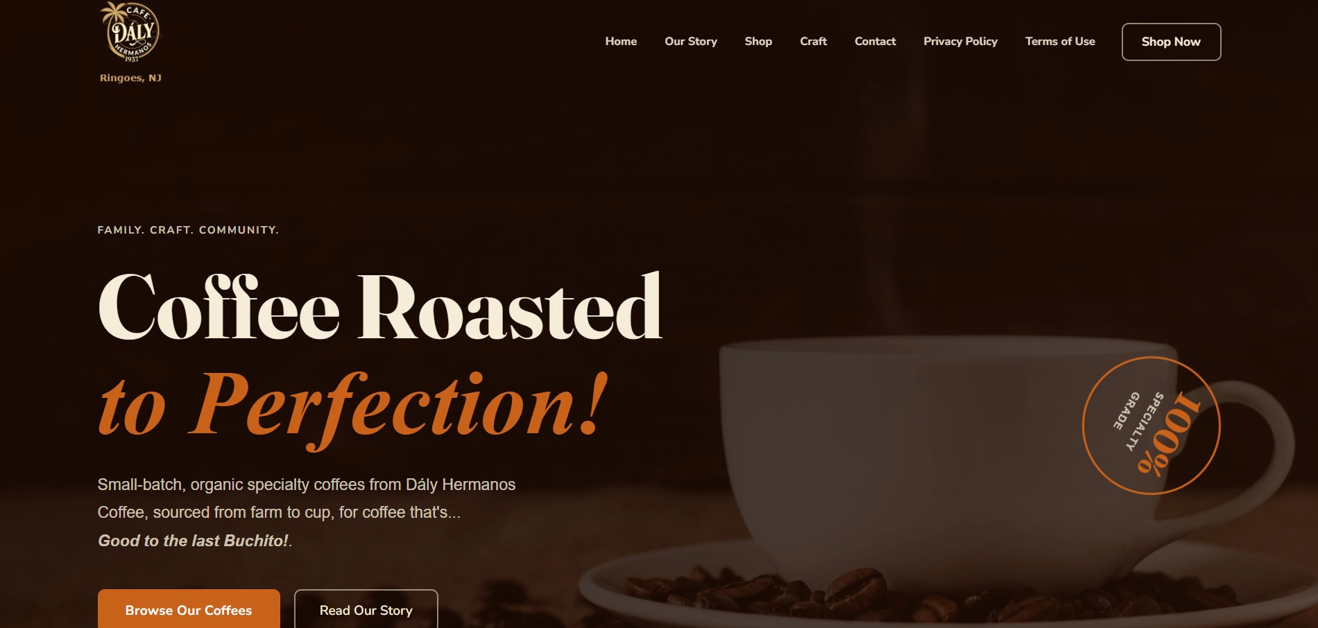 Landing Page for Daly Hermanos Coffee